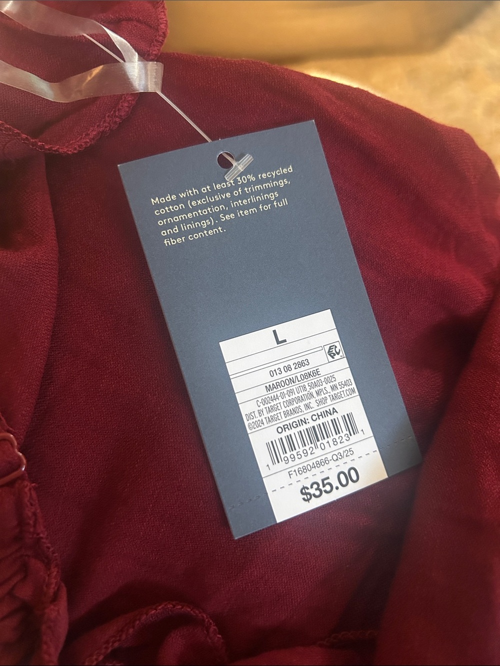 NWT Universal Thread cami ruffle A-line dress in Maroon - Picture 5 of 8